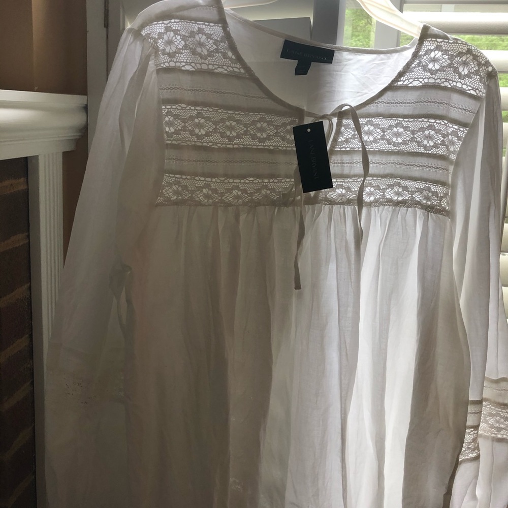 Lane Bryant lace yoke peasant/ tunic blouse